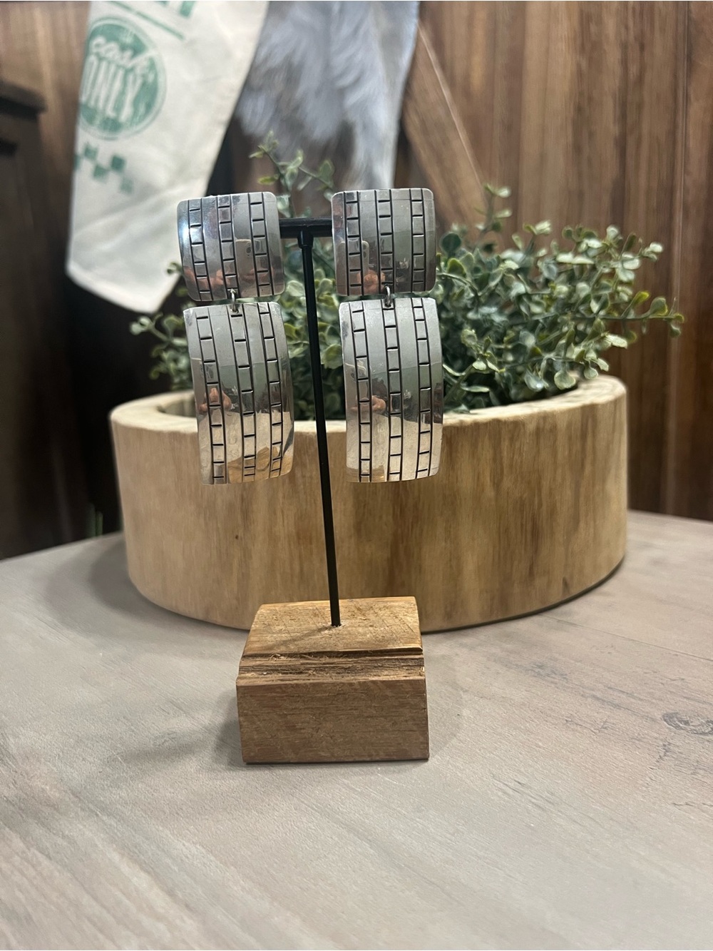 Navajo Handmade H Joe Sterling Silver Earrings